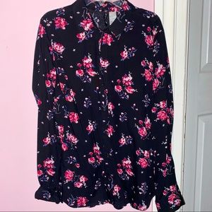 SIZE 4 H&M FLORAL LONG SLEEVE BLOUSE